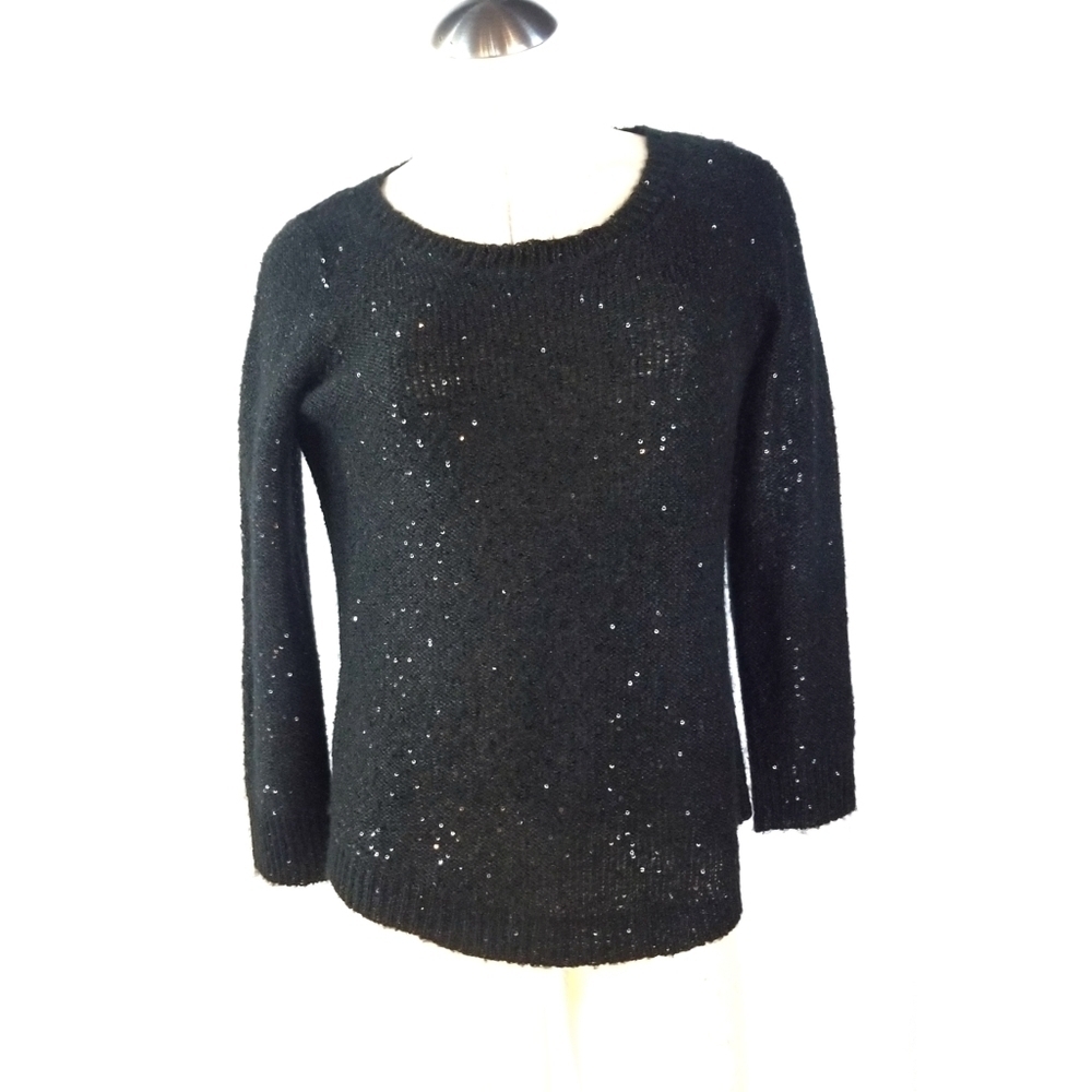 Anne Klein Size XS Black Sequin Sweater